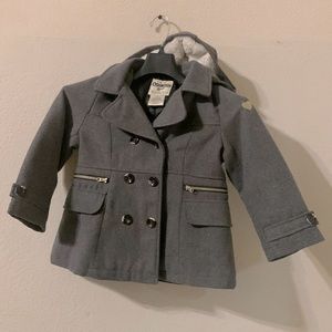OshKosh B’gosh Shearling-lined hood Double-Breasted Coat for Girls Gray SZ 5